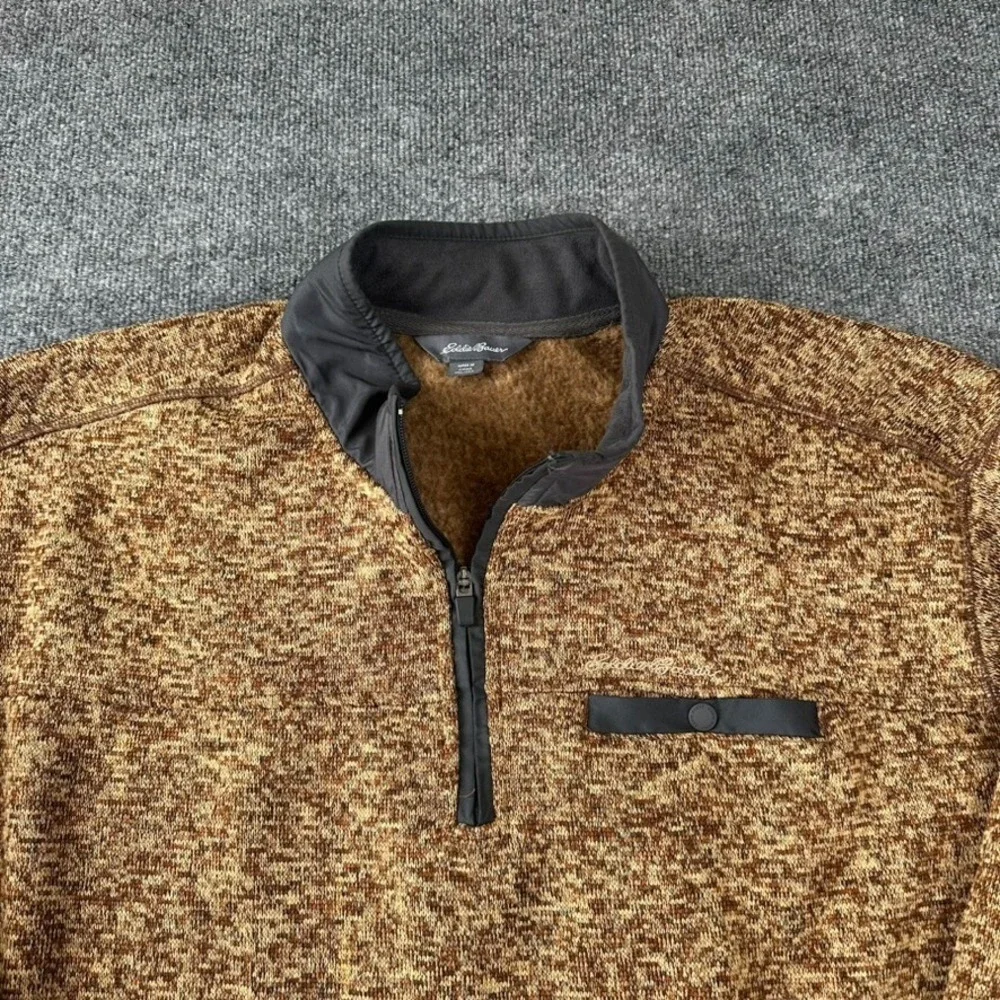 Eddie Bauer Men's Brown 1/4 Zip Pullover Long Sleeve Outdoor Sweater Jacket XXL‎